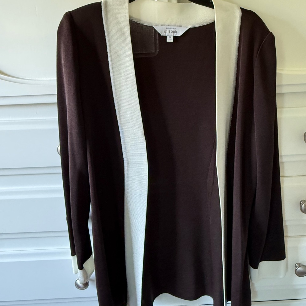Misook Black and Cream Cardigan